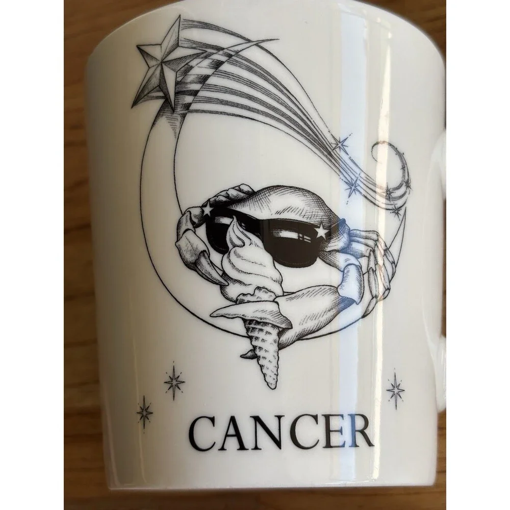 Williams Sonoma Rory Dobner Cancer Zodiac White Coffee Mug, NWOT